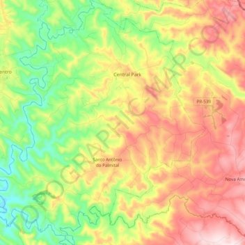 Rio Bom topographic map, elevation, terrain