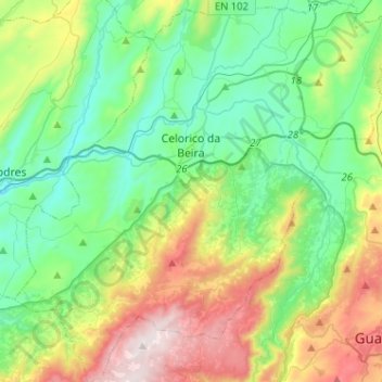 Celorico da Beira topographic map, elevation, terrain