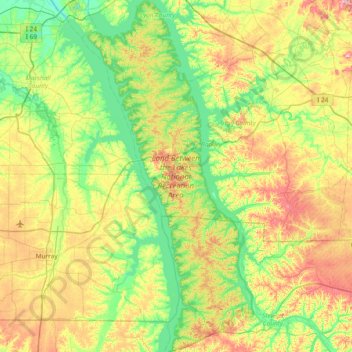 Land Between the Lakes National Recreation Area topographic map, elevation, terrain