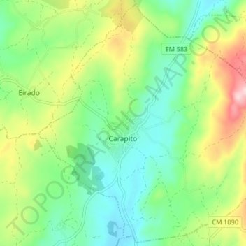 Carapito topographic map, elevation, terrain