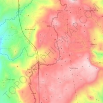 Baganihan topographic map, elevation, terrain