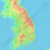 Korean Peninsula topographic map, elevation, terrain
