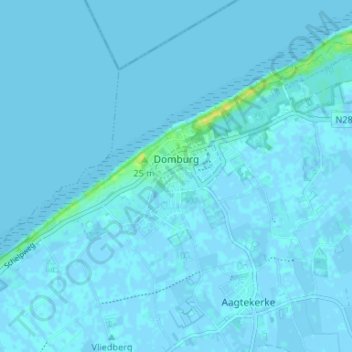 Domburg topographic map, elevation, terrain