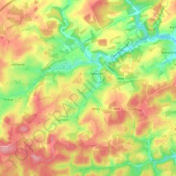 Witry topographic map, elevation, terrain