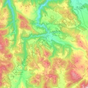 Cascia topographic map, elevation, terrain