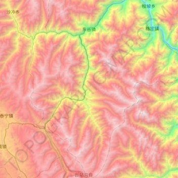 东谷镇 topographic map, elevation, terrain
