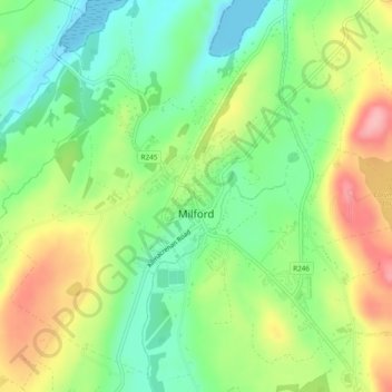 Milford topographic map, elevation, terrain