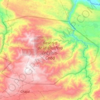 Reserva de la biosfera Visis-Cabá topographic map, elevation, terrain