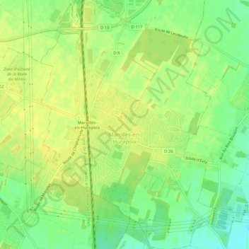 Marolles-en-Hurepoix topographic map, elevation, terrain