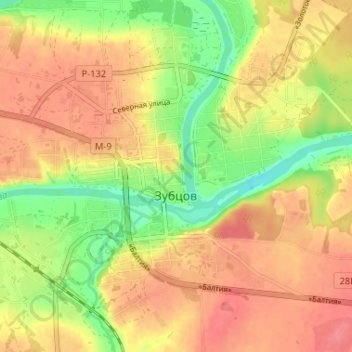 Зубцов topographic map, elevation, terrain