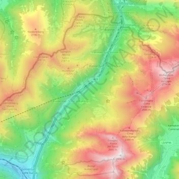 Brenner - Brennero topographic map, elevation, terrain