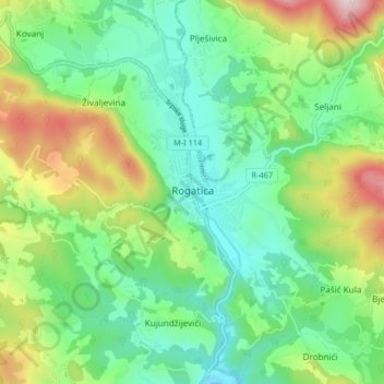 Rogatica topographic map, elevation, terrain