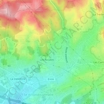 Les Accates topographic map, elevation, terrain