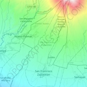 San Francisco Zapotitlán topographic map, elevation, terrain