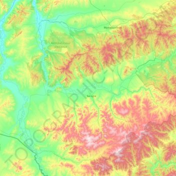 Bichursky Rayon topographic map, elevation, terrain