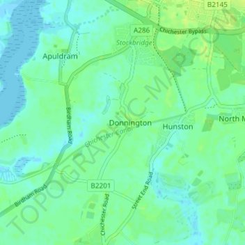 Donnington topographic map, elevation, terrain