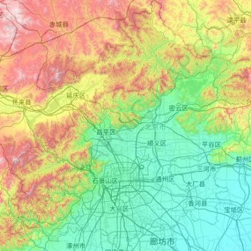 东城区 topographic map, elevation, terrain