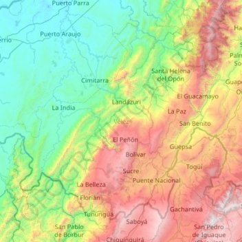 Vélez topographic map, elevation, terrain