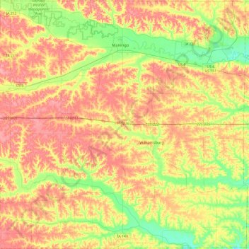 Iowa County topographic map, elevation, terrain