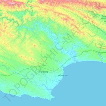 Kouga Local Municipality topographic map, elevation, terrain