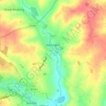 Kedington topographic map, elevation, terrain