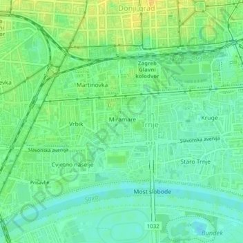 Trnje topographic map, elevation, terrain