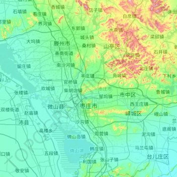 Zaozhuang topographic map, elevation, terrain
