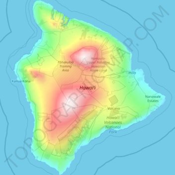Hawaiʻi topographic map, elevation, terrain
