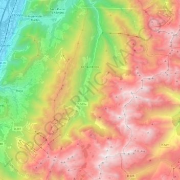 Le Haut-Bréda topographic map, elevation, terrain