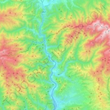 Câineni topographic map, elevation, terrain