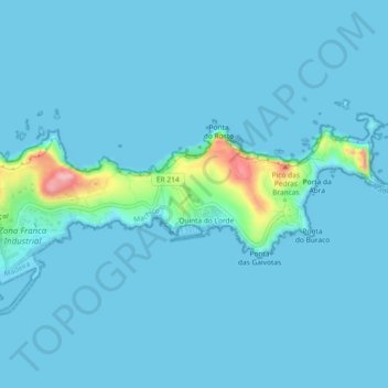 Ponta de São Lourenço topographic map, elevation, terrain