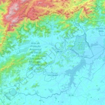 Silva Jardim topographic map, elevation, terrain