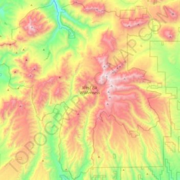 West Elk Wilderness topographic map, elevation, terrain