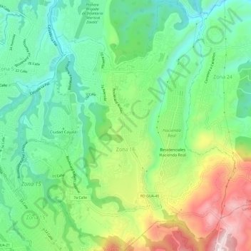 Zona 16 topographic map, elevation, terrain