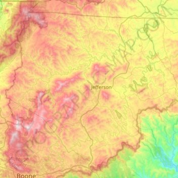 Ashe County topographic map, elevation, terrain