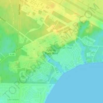 Eglin Air Force Base topographic map, elevation, terrain