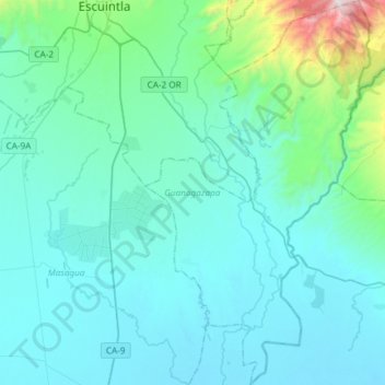 Guanagazapa topographic map, elevation, terrain