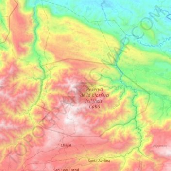 Chajul topographic map, elevation, terrain