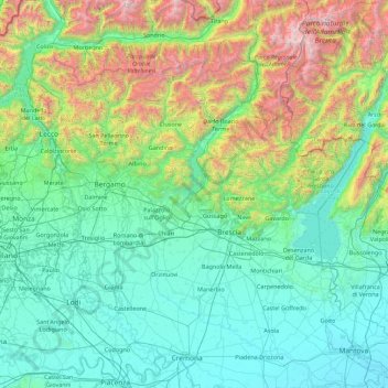Fiume Oglio topographic map, elevation, terrain