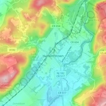 Hackettstown topographic map, elevation, terrain
