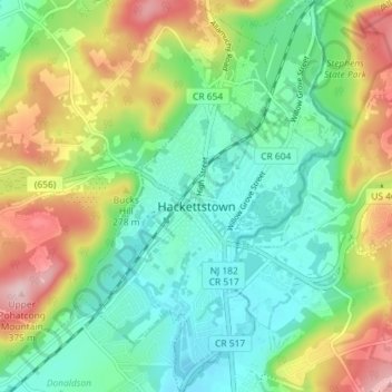 Hackettstown topographic map, elevation, terrain