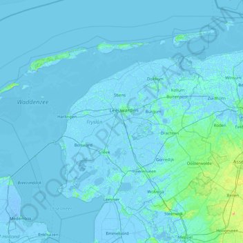 Friesland topographic map, elevation, terrain