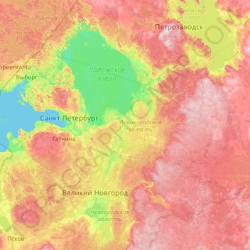 Ленинградская область topographic map, elevation, terrain