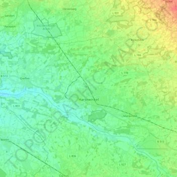 Harsewinkel topographic map, elevation, terrain