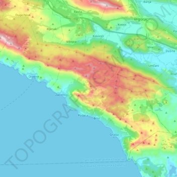 Općina Gradac topographic map, elevation, terrain