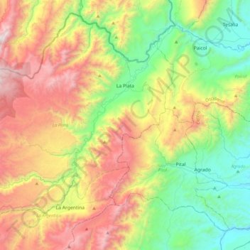 La Plata topographic map, elevation, terrain