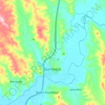 Gundagai topographic map, elevation, terrain