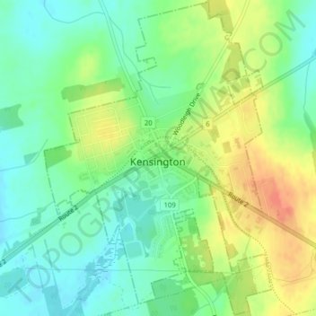 Town of Kensington topographic map, elevation, terrain