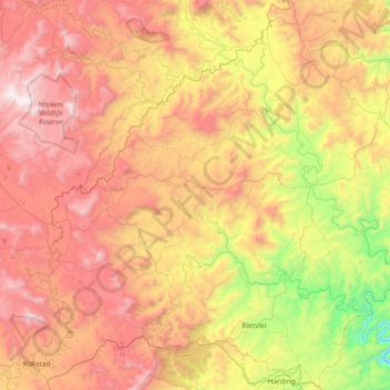 Umzimkhulu Local Municipality topographic map, elevation, terrain