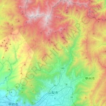 Yamanashi topographic map, elevation, terrain